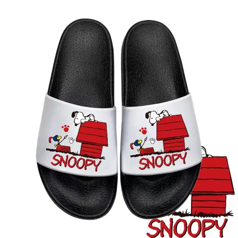 

real photos plus big size new Couple Home Female Cute Indoor Bathroom Anti Slip white black Snoopy fashion women man Slippers