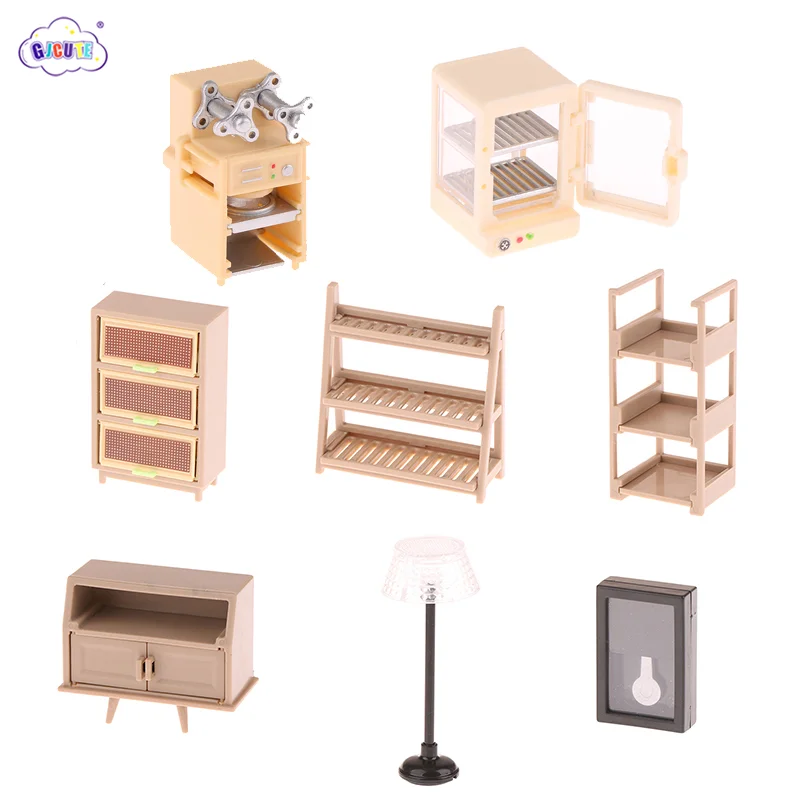 1/12 Dollhouse Packaging Machine Bread Desserts Display Cabinet Shoe Cabinet Model Dolls House Furniture Decoration Accessories