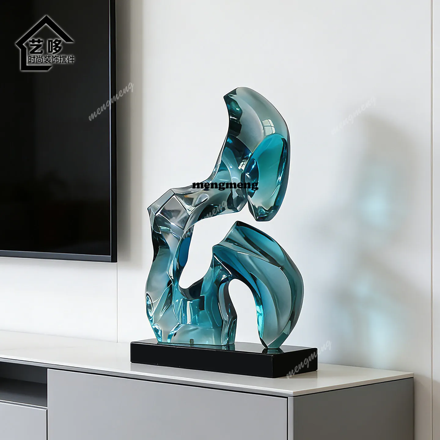 Modern light luxury abstract transparent resin floor ornament living room entrance TV cabinet sculpture art decoration
