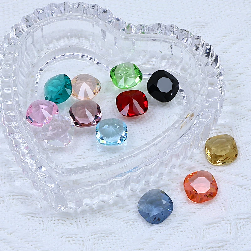 12MM   Fat Square Transparent Crystal Decoration for women\'s Clothing and Beads for Needlework DIY