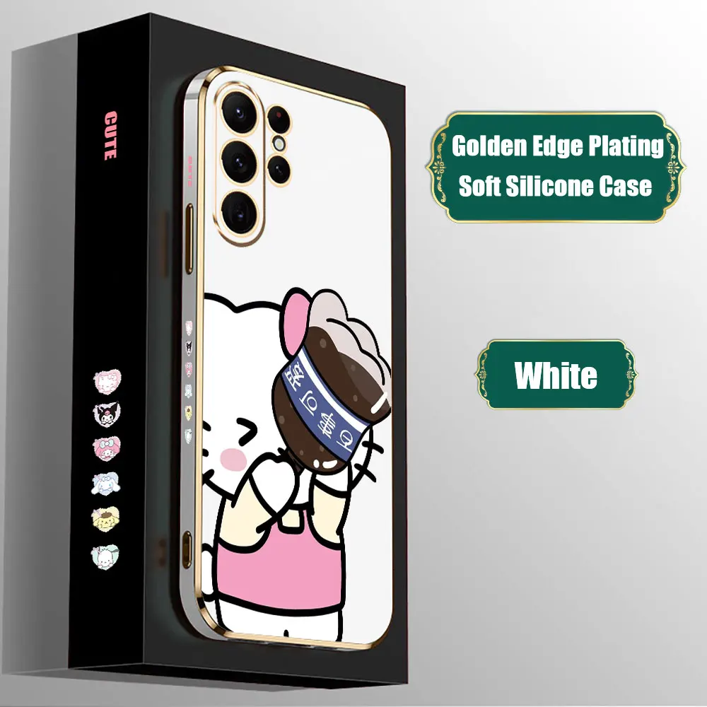 Cola Hello Kitty My Melody S24Ultra Phone Case For Samsung Galaxy S24 S23 S22 S21 S20 Ultra Fe S10 S9 Plus Luxury Plating Cover