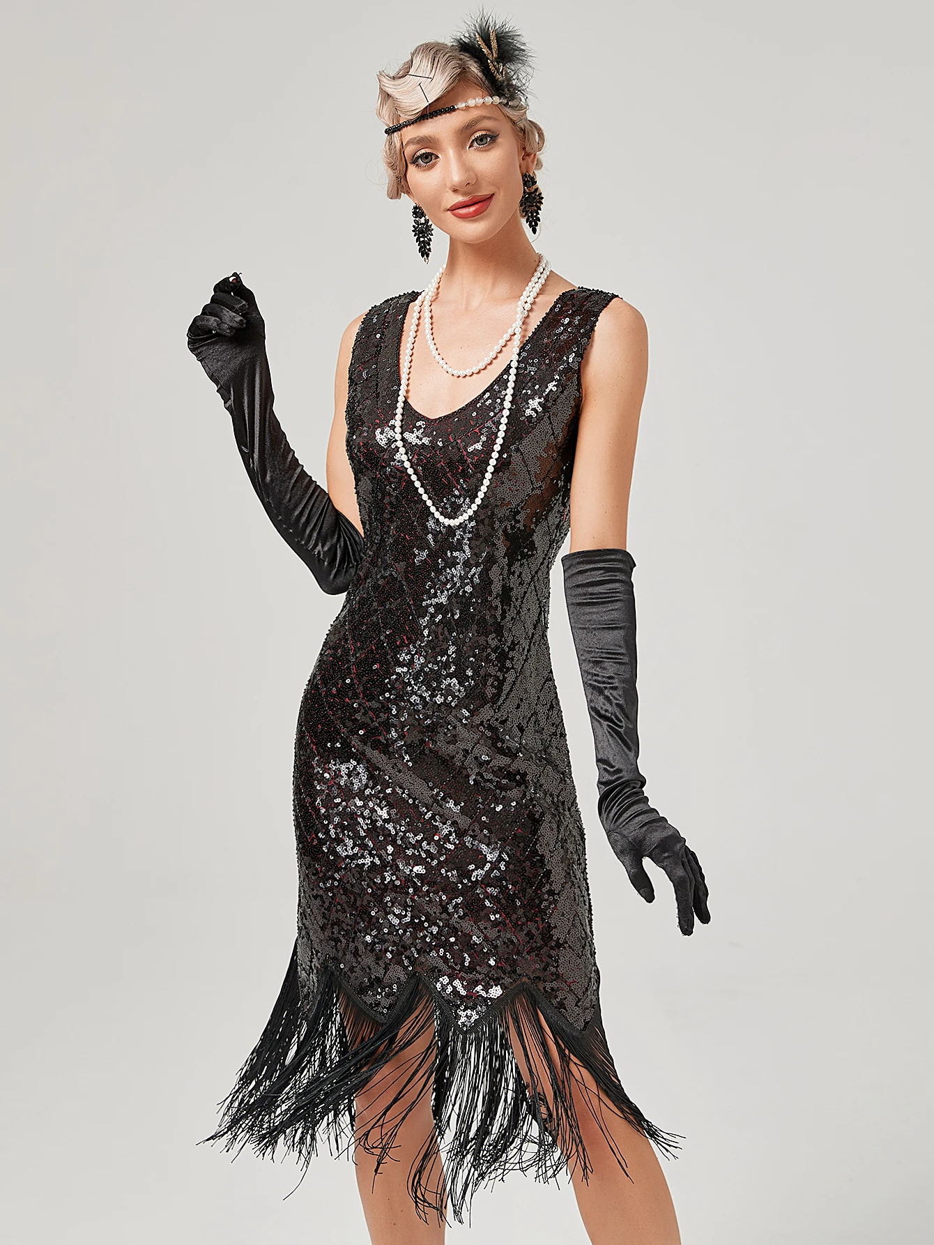 

1920s Gatsby Vintage Tassel Sequin Dress Sleeveless Sundress