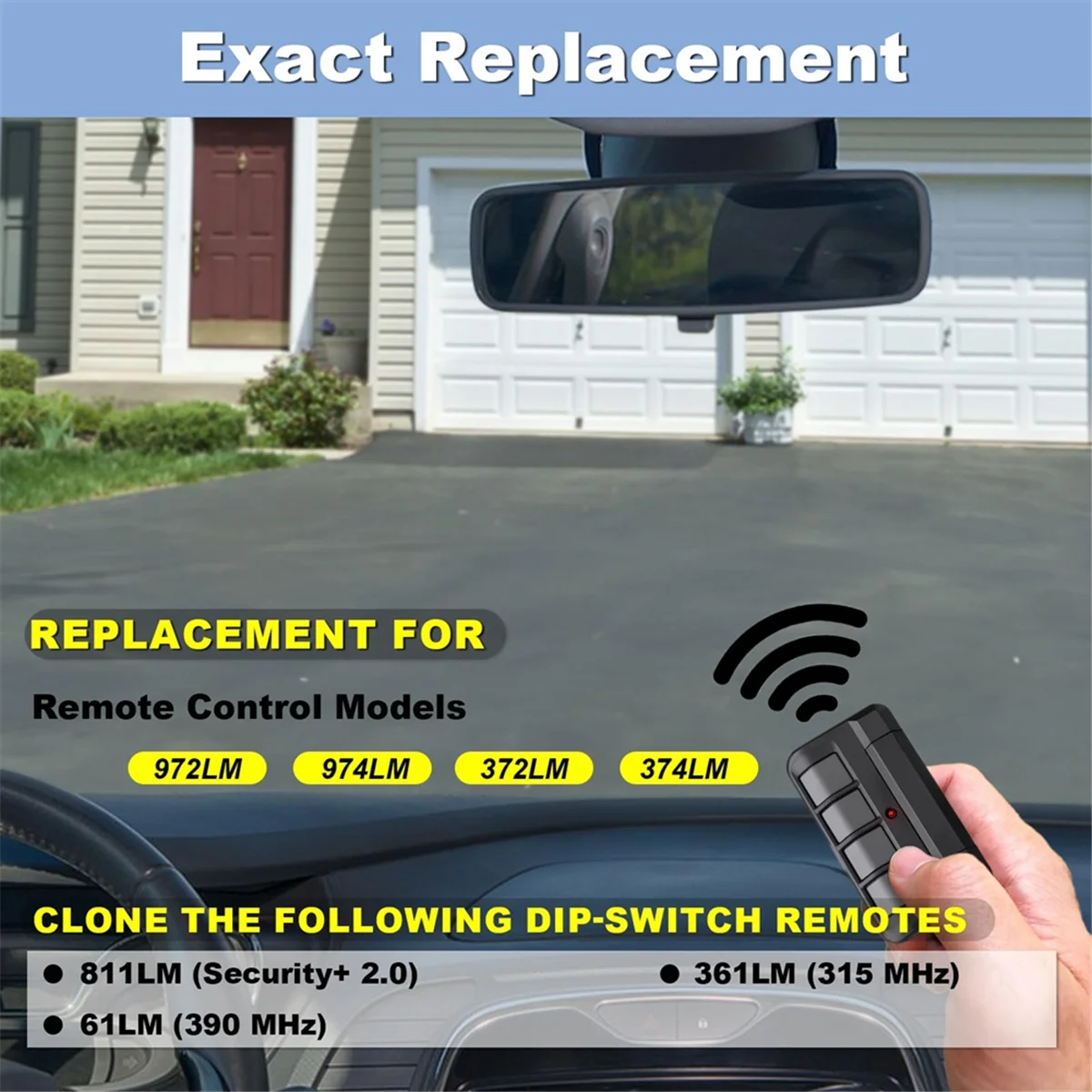 جهاز تحكم عن بعد لفتحة الباب T05C متوافق مع مفتاح Liftmaster/Chamberlain/Craftsman/Dip، يستبدل جهاز التحكم عن بعد 972LM/974LM/372LM/374LM #6