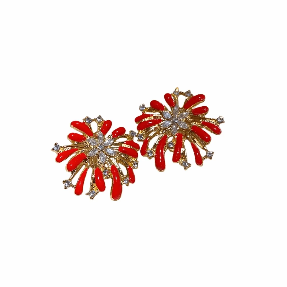 Fashion Jewelry Red Stud Earrings Rhinestone Chinese Style Earrings Happy New Year Gift Crystal Drop Earrings