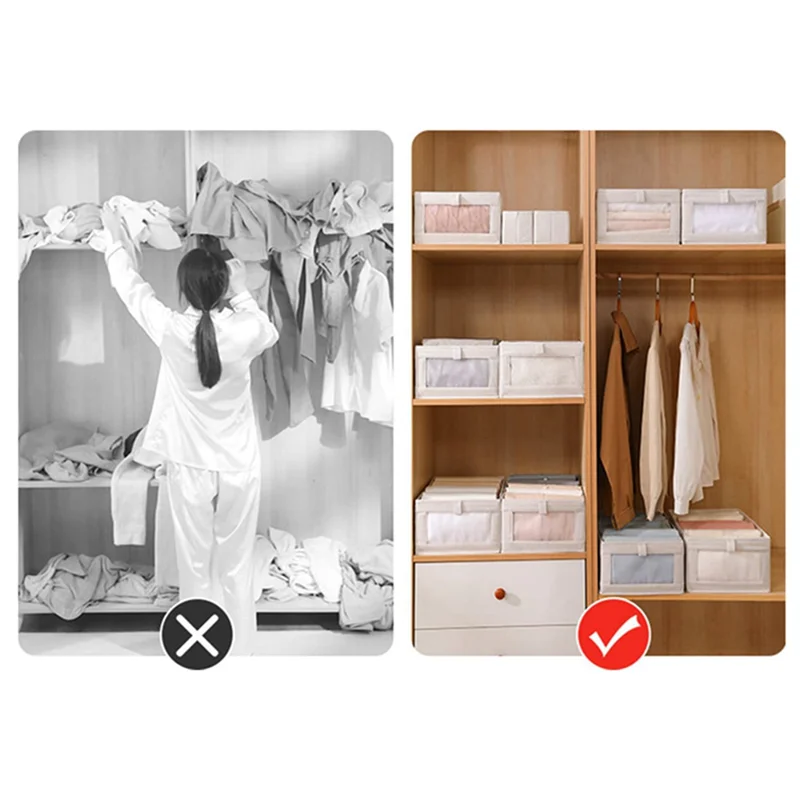 

ABLA-4 Pack Storage Bins, Storage Containers For Organizing Clothing, Jeans,Closet - Closet Organizers And Storage Grey Easy To