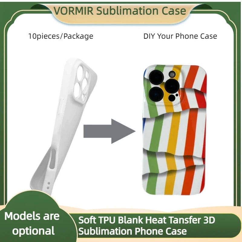 

10pcs Soft TPU Blank Heat Transfer Print Clear Flim 3D Sublimation Phone Case Full-Wrap Camera Protect Flexible DIY Moble Cover