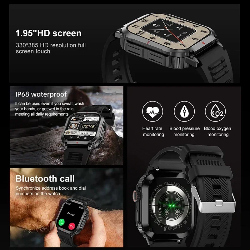 For Huawei 2024 NFC Smart Watch Men GPS Track 330*385 HD AMOLED Screen Compass Heart Rate BT Call IP68 Waterproof SmartWatch New