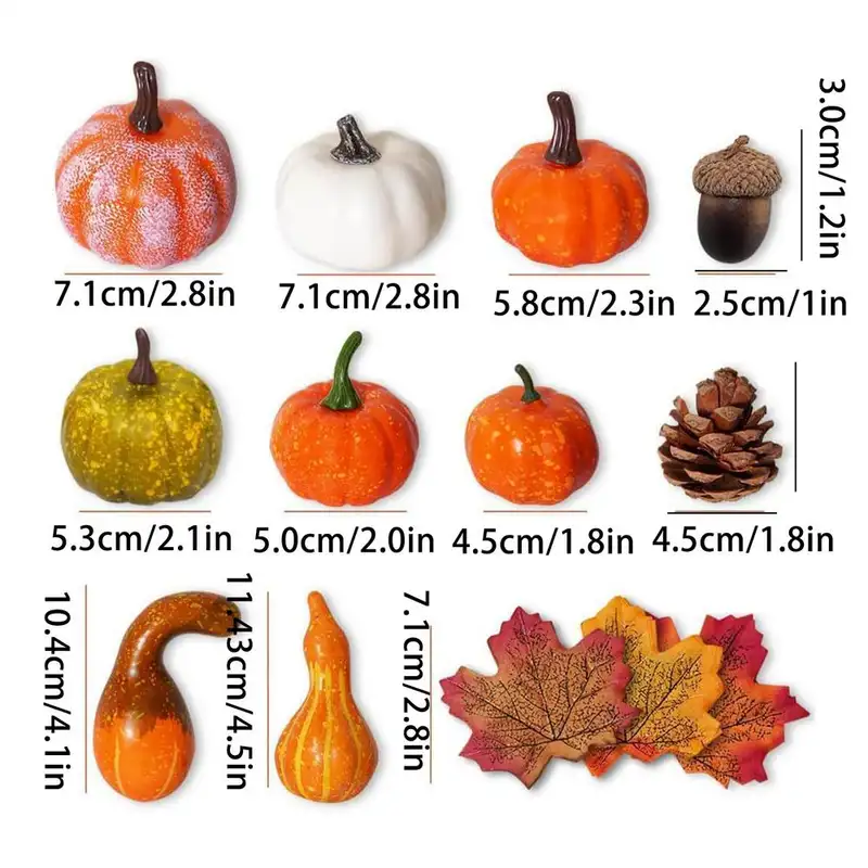 Mini Artificial Pumpkin Pine Cones Simulation Maple Leaves Halloween Pumpkin Thanksgiving Autumn Wedding Photo Props Decorations - Image 7