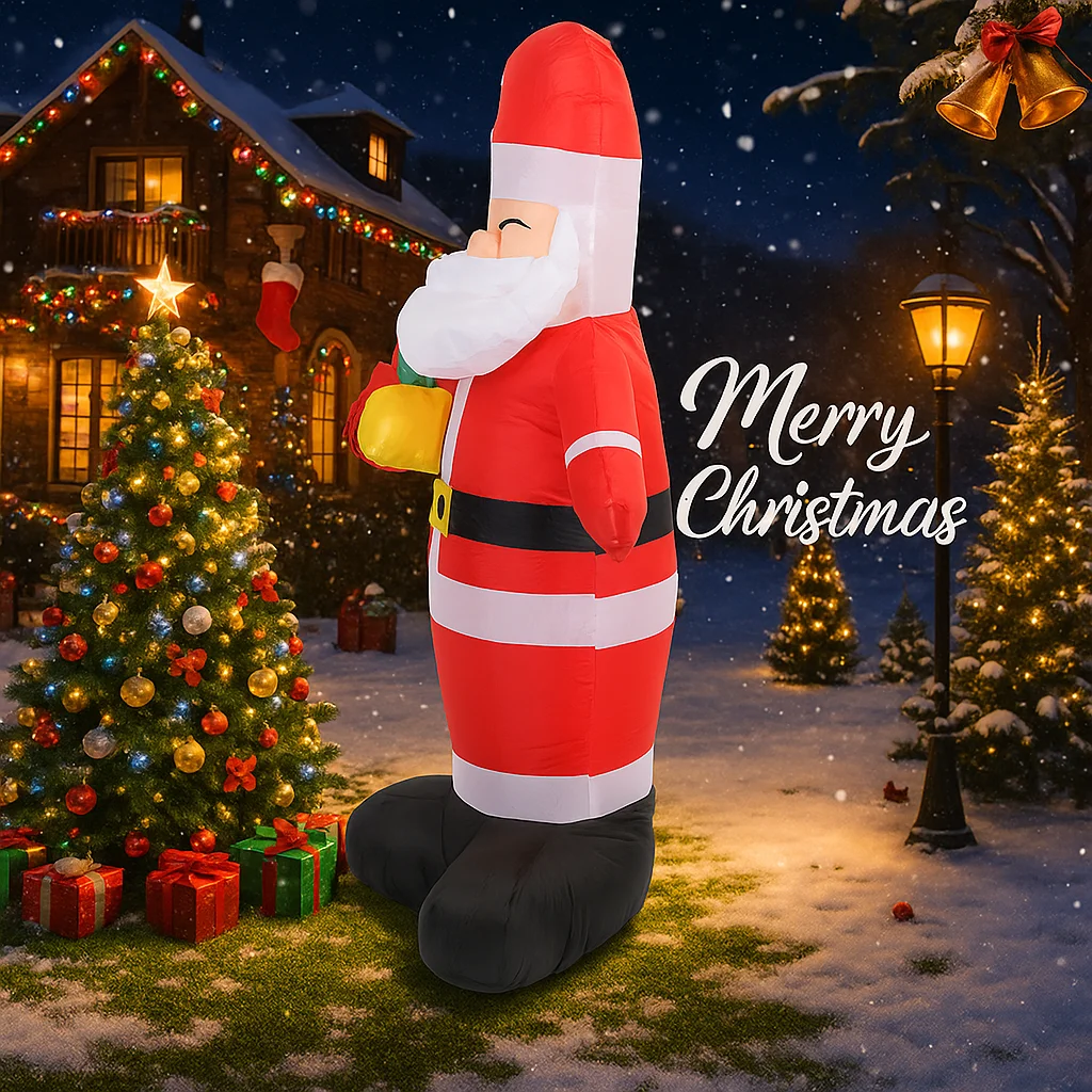 4.92FT مصباح ليد نفخ سانتا كلوز لعبة عيد الميلاد ساحة الحديقة زينة لوازم ديكور المنزل حفلة حلية عيد الميلاد هدية عيد