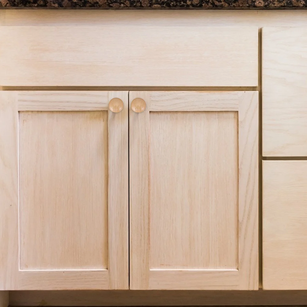 

16Pcs Round Wood Pull Handle Natural Finish Cabinet Knob for Drawer Cupboard Wardrobe Furniture Replacement Hardware