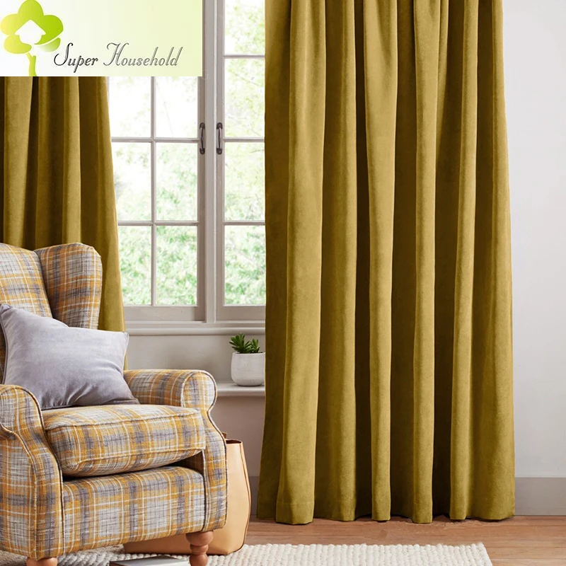 Nordic Solid Color Velvet Curtains for Living Room Blackout Italian Flannel Flannelette Curtain For Bedroom Window Drapes 1 PC