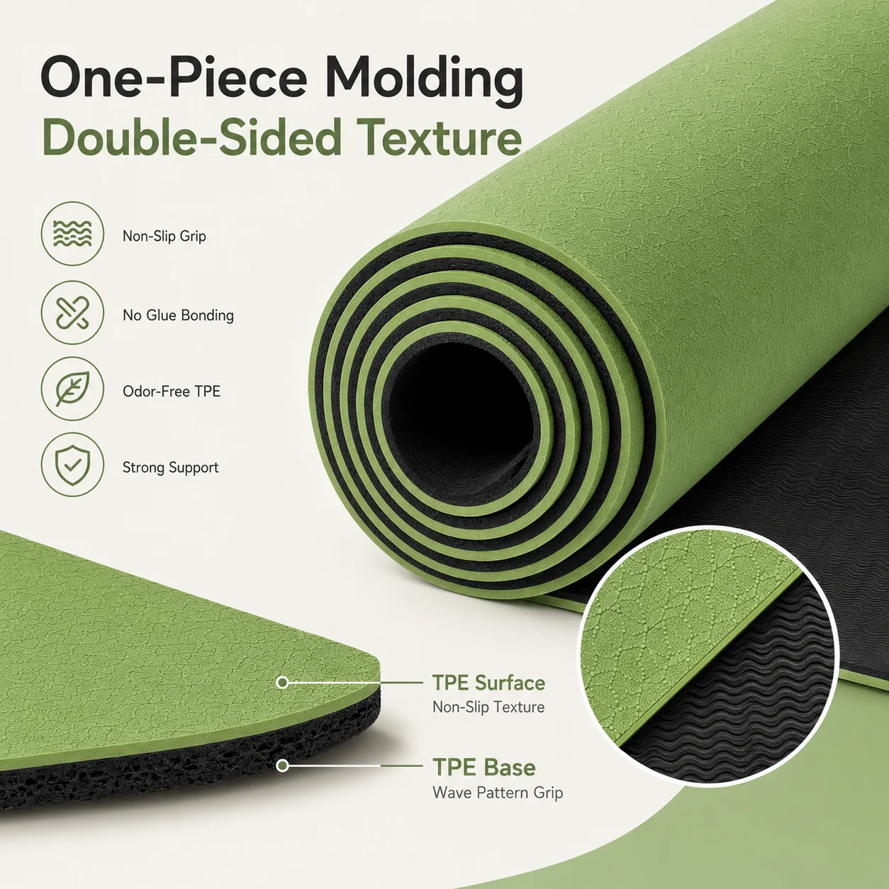 vora Export Quality 61*6mm 8mm TPE Double Layer Double Color Non-Slip Yoga Mat with Carrying Strap for Universal Use