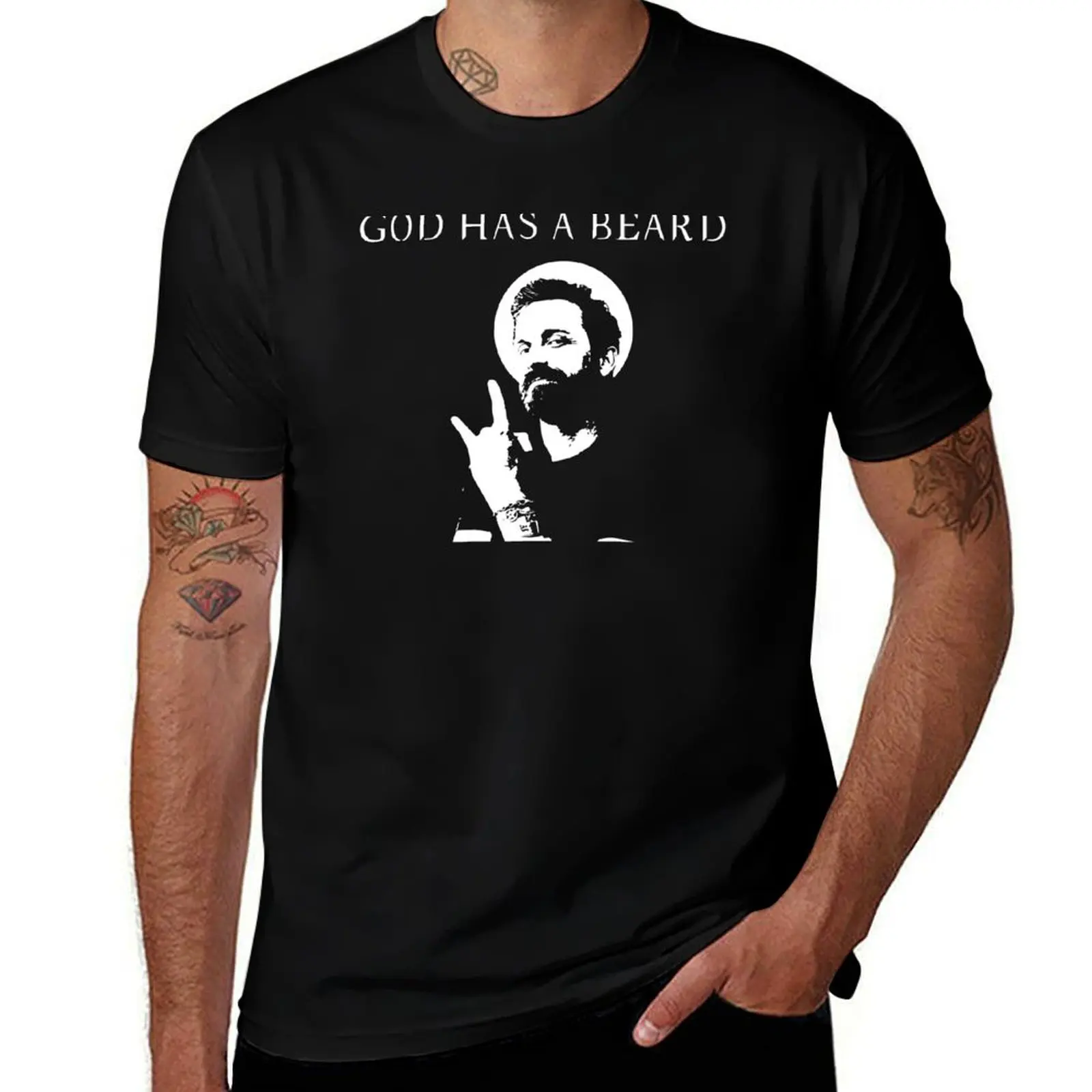 

God has a beard - SPN T-Shirt man graphic t shirt t shirt custom print T-Shirt
