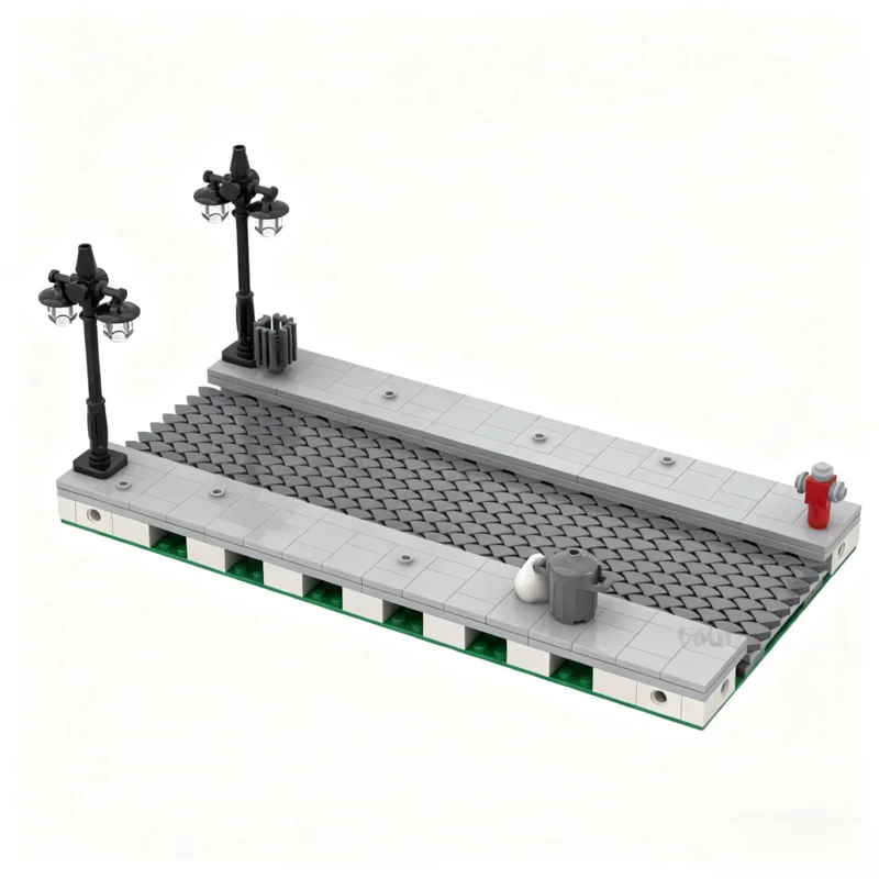 

505pcs MOC Modular Streetscape Cobblestone Road Module City MILS Plate Model Building Blocks Architecture Toys Christmas Gift
