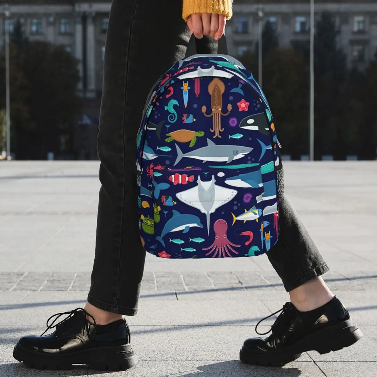 Cartoon Fish Shark And Aquatic Plants Backpack Student BookBag Kids School Bag Computer Shoulder Bags for Boys Girls