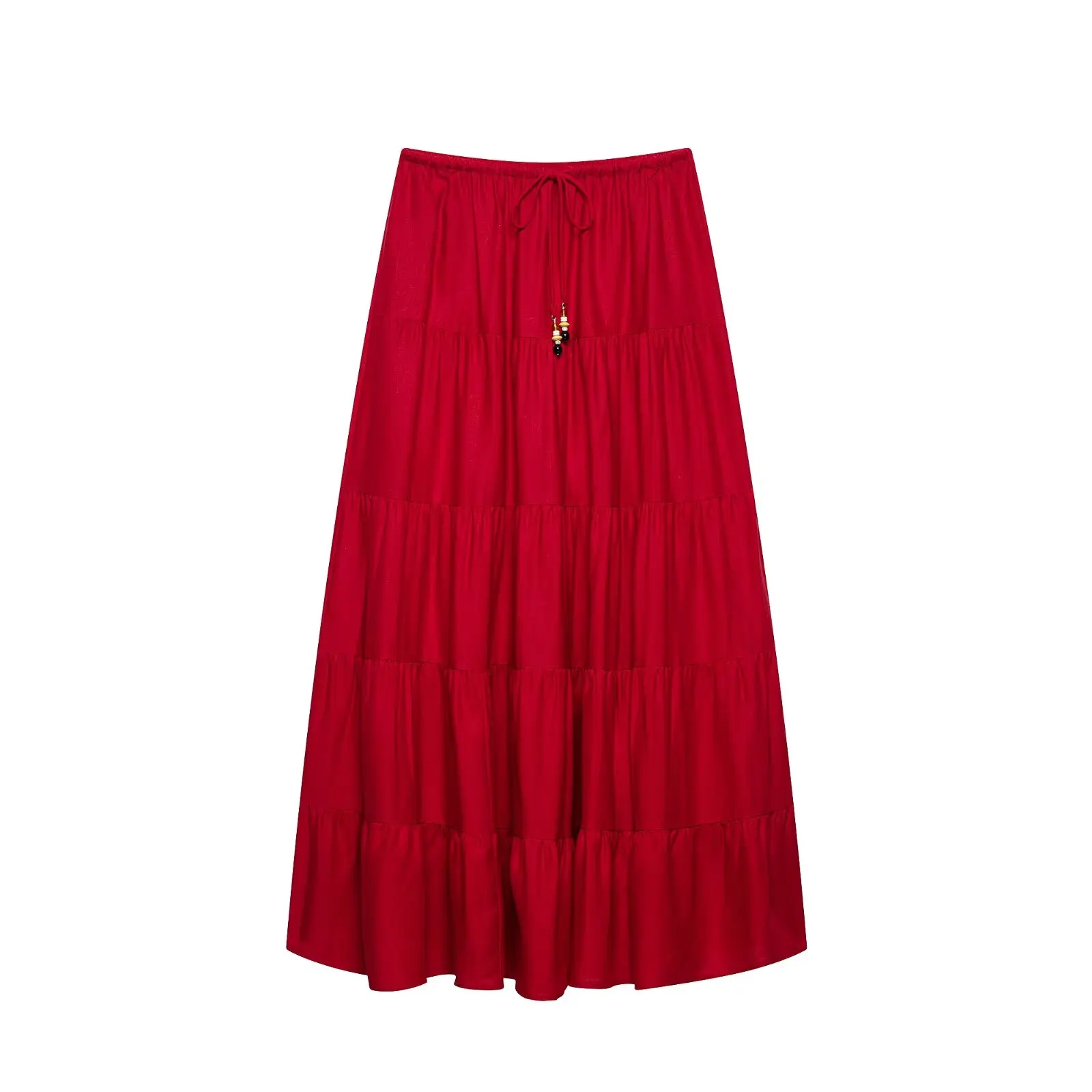 HH Elegantes Damen-Set in Rot, 2-teilig, mit Neckholder-Crop-Top und Stufenrock, Sommer-Outfit für Hochzeitsgäste und Urlaub – Detail 13