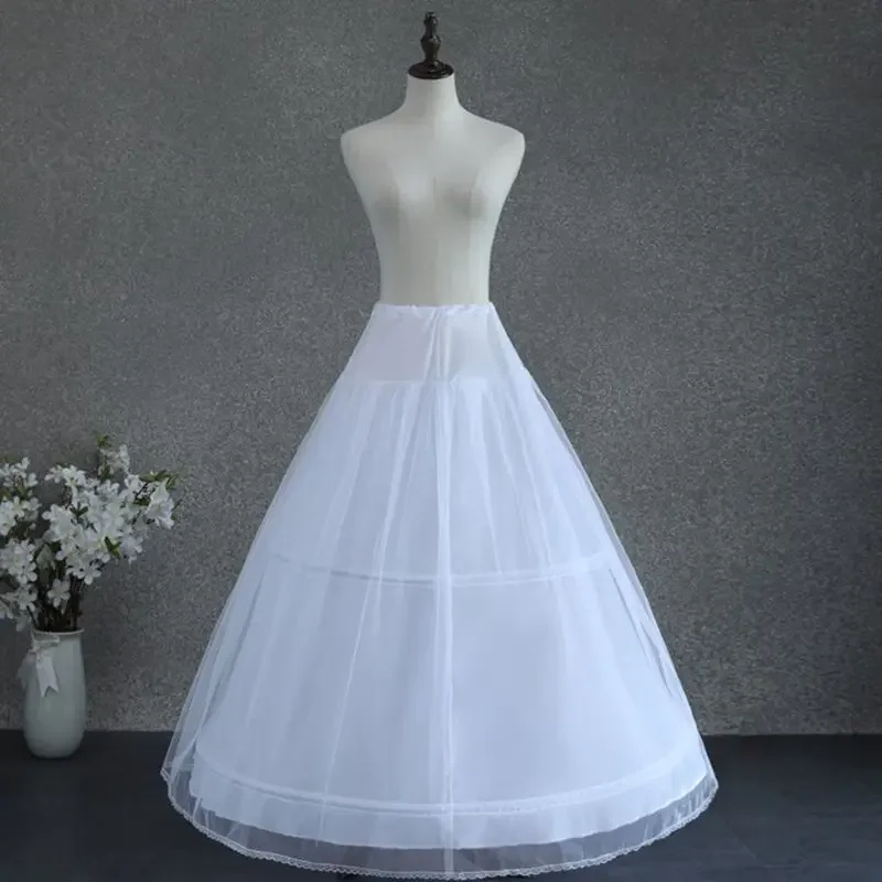 Damen Weißer Hochzeits-Petticoat mit 2 Reifen, doppellagige Brautkrinolinen mit Tüllnetz, Unterrock, halbe Slips für Ballkleid