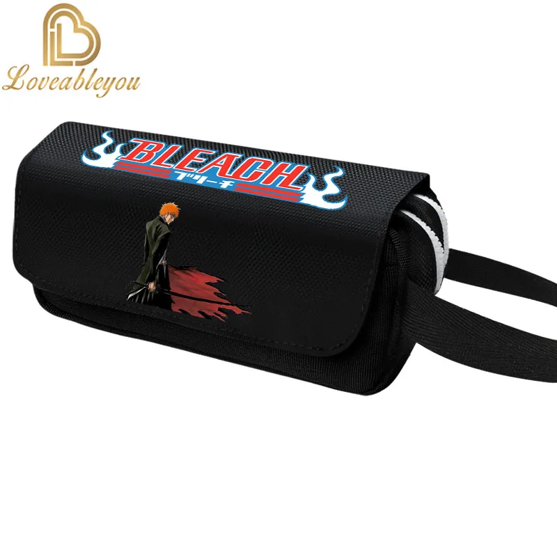 Bleach Student Anime Double Layer Pencil Case Ichimaru Gin Kira Izuru Cartoon Figure Stationery Box School Supplies Pencil Bag