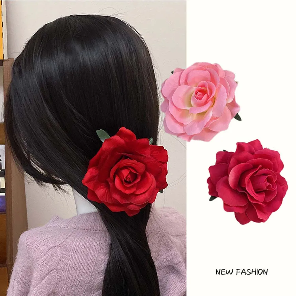 1Pcs Rose Flower Hairpin Women Brooch Bridal Wedding Party Hair Clips Rose Artificial Flower Hair Accessories Girls Headwear