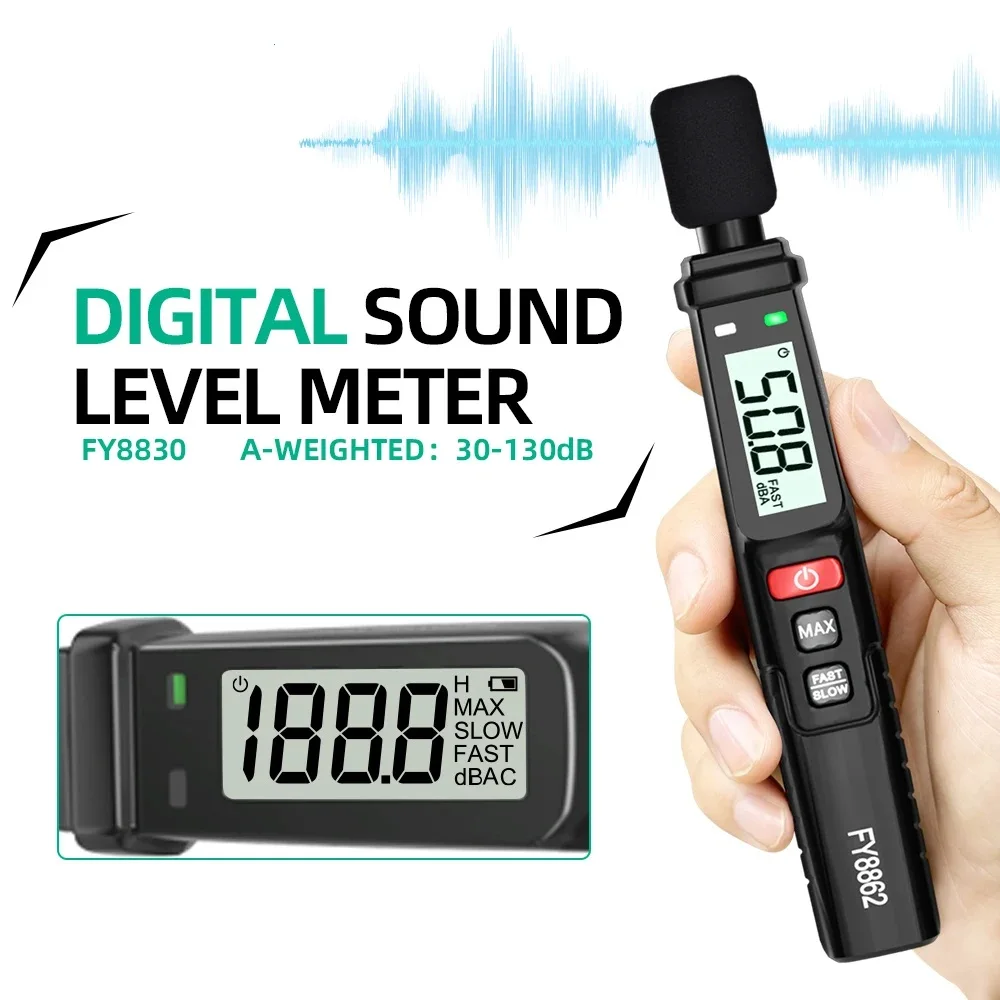 

FY8862 Digital DB Meter 30db-130db LCD Sound Level Meter Noise Tester Sound Detector Audio Noise Handheld Measuring Instrument