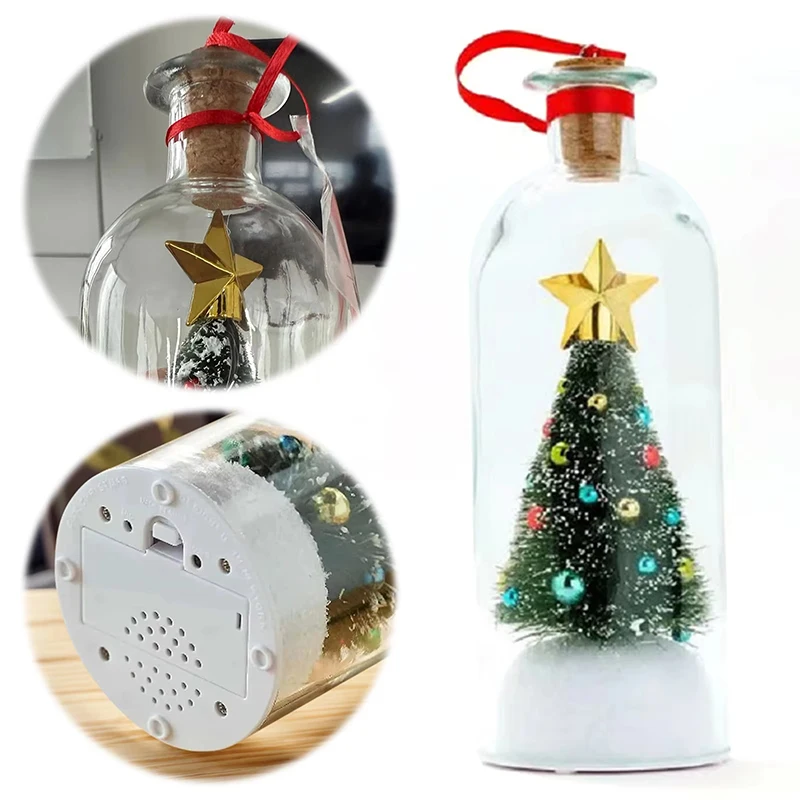 Weihnachtsbaum-Segenflasche Vintage Glas Schneeszene Ornament Kreative Weihnachts-Tischdekoration Festliches Partygeschenk – Detail 2