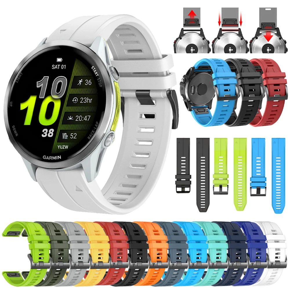 QuickFit 22 26 mm Silikonarmband für Garmin Forerunner 970 965 Fenix 8 E 7X 7 6 6XPro 5 5XPlus/Epix Pro Gen 2 Armband Uhrenarmbänder