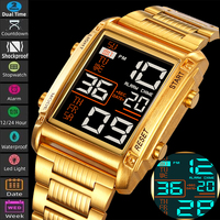Skmei Mens Dual Time Luxury Stainless Steel Strap Hardness Glass Dial Led Waterproof Stopwatch Digital Sports Bracelet Watches
