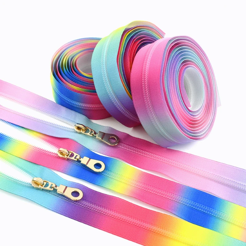 

2/5/10M 5# Colorful Nylon Zip+5Pcs Zipper Head Clothing Decor Zippers Pocket Seal Replace Zips Repair Kit DIY Sewing Accessories