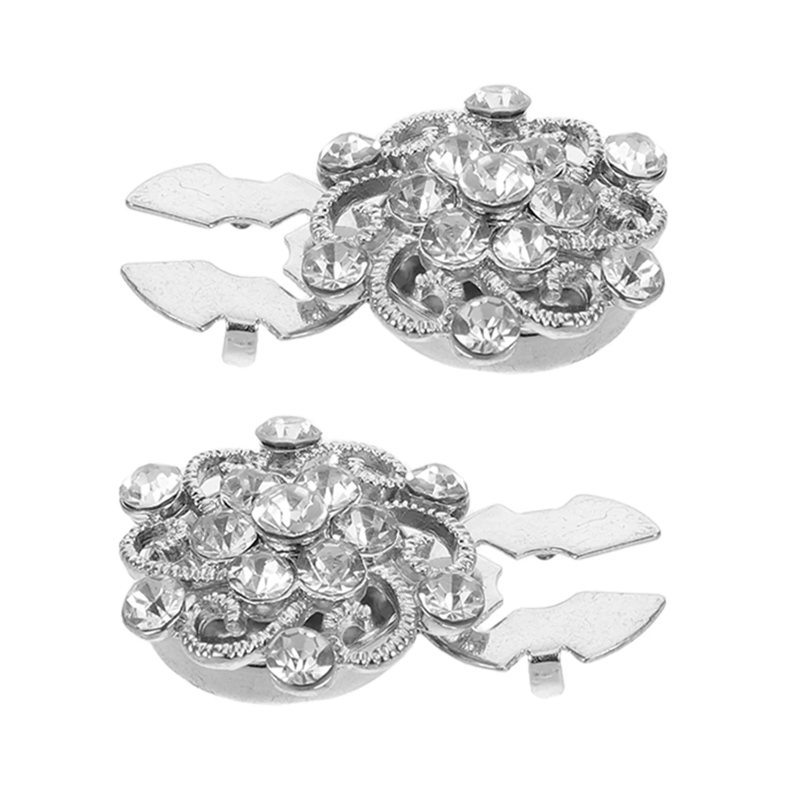 

2Pcs Rhinestone Water Drill Button Covers Sparkling Alloy Shirts Clip on Embellishments for Tuxedo Studs Collar Jacket