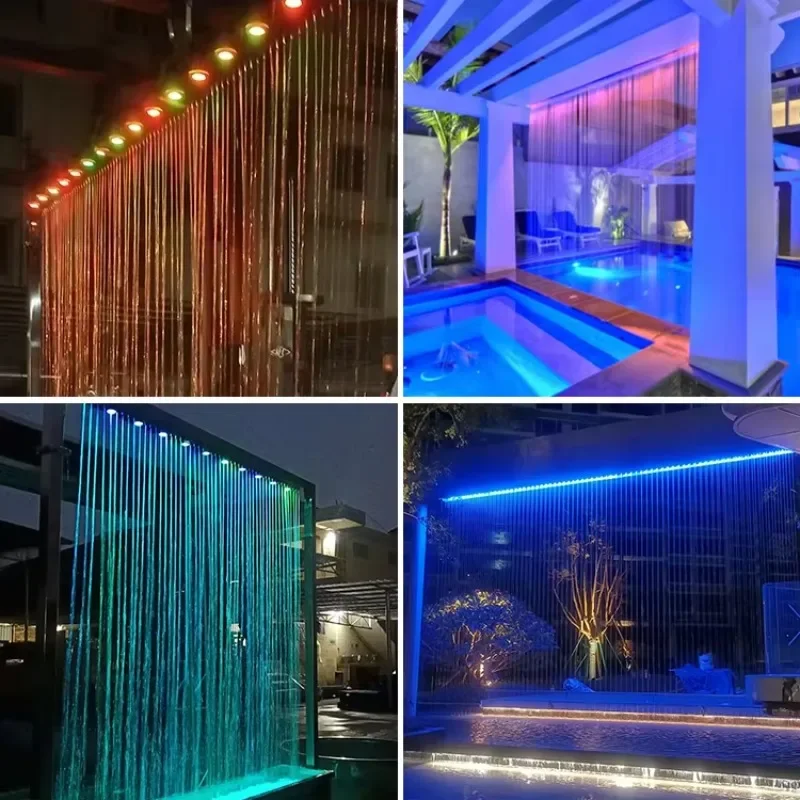 Tenda da pioggia in acciaio inossidabile Fontana a cascata Caratteristica dell'acqua per esterni con luce a LED Ideale per la decorazione della casa del cortile della villa del giardino
