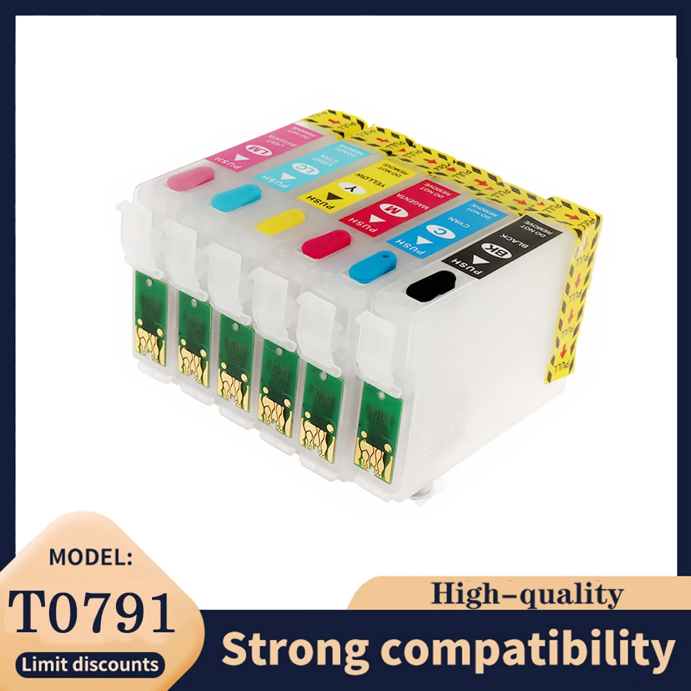 T0791-T0796 Refillable Ink Cartridges For Epson Stylus Photo 1400 PX660 P50 PX650 PX700W PX710W PX720WD PX730WD PX810FW 1410