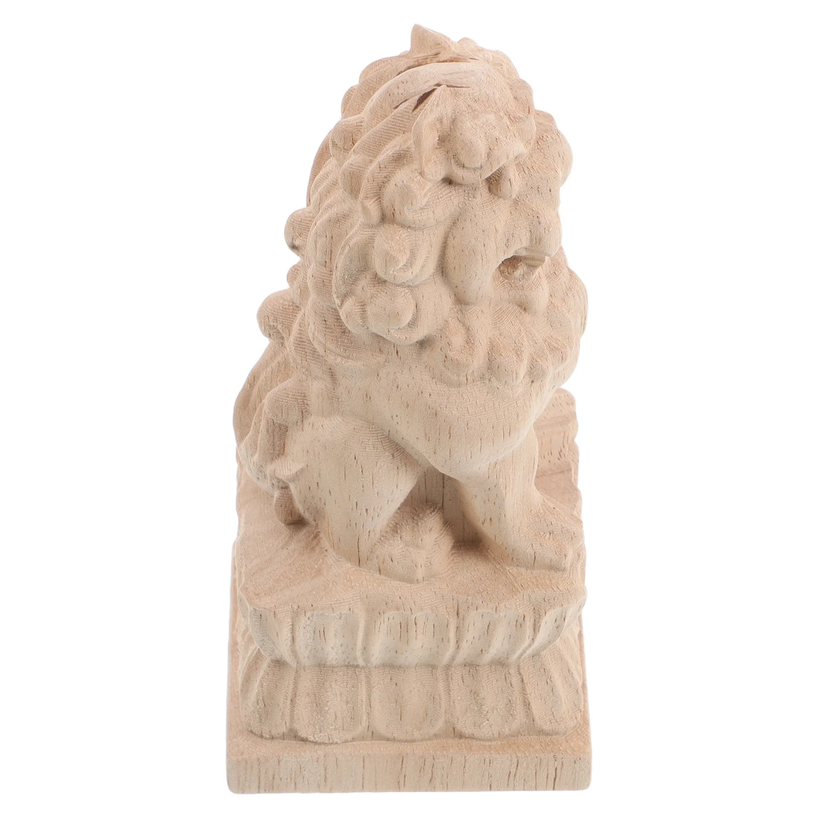 

Solid Wood Lion Sculpture Garden Bridge Column Caps Decorative Arch Bridge Finials Miniature Pillar Tops Outdoor Landscaping