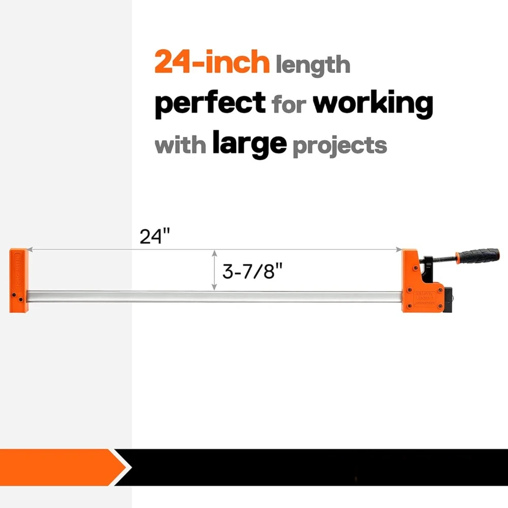 24-inch Bar Clamps, 90°Cabinet Master Parallel Jaw Bar Clamp Set, 2-pack