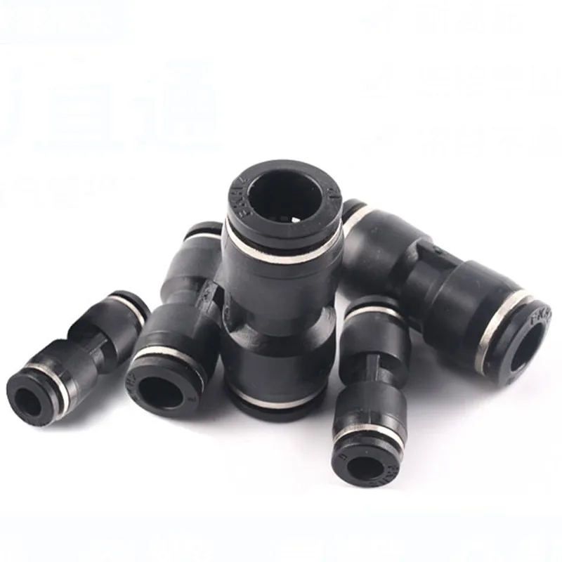 

Black PU Air Pipe Connector Quick Plug Quick Connector PU-4/6/8/10/12 Straight Butt Joint Plastic Pneumatic Connector