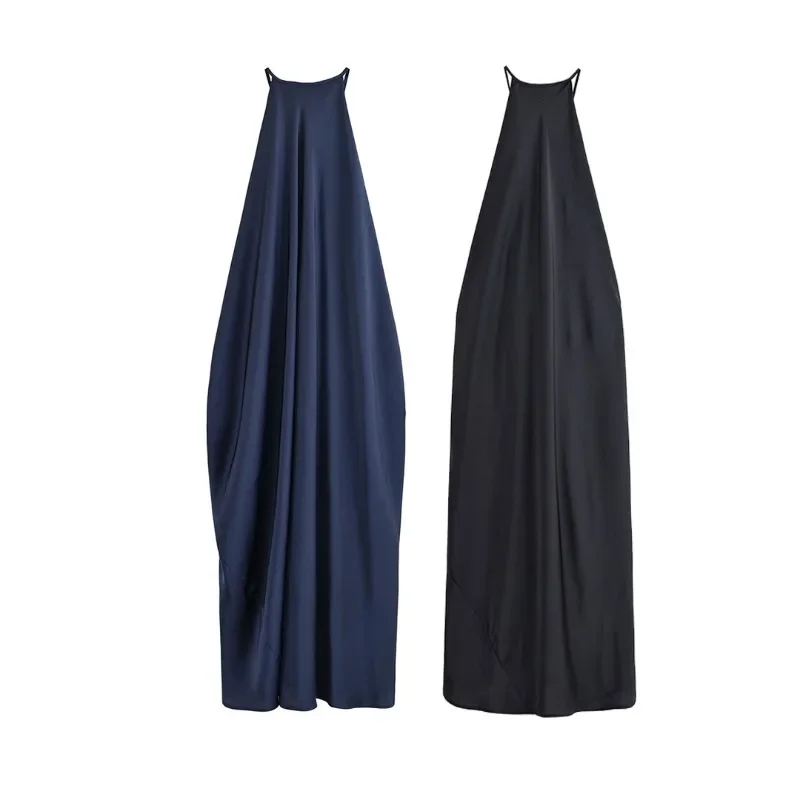 Temperament Backless Party Long Dress for Women 2025 Summer New Women Fashion Silk Texture Sleeveless Dress Women Elegant Dress
