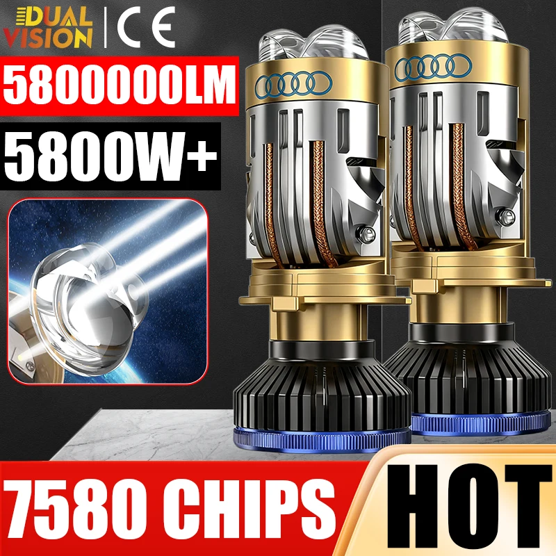 

Dualvision Bi H4 LED Projector Lens High Low Beam Car Bulbs Canbus H4 Led Auto Motorcycle LED Lights Turbo Perfect Cut-off Line
