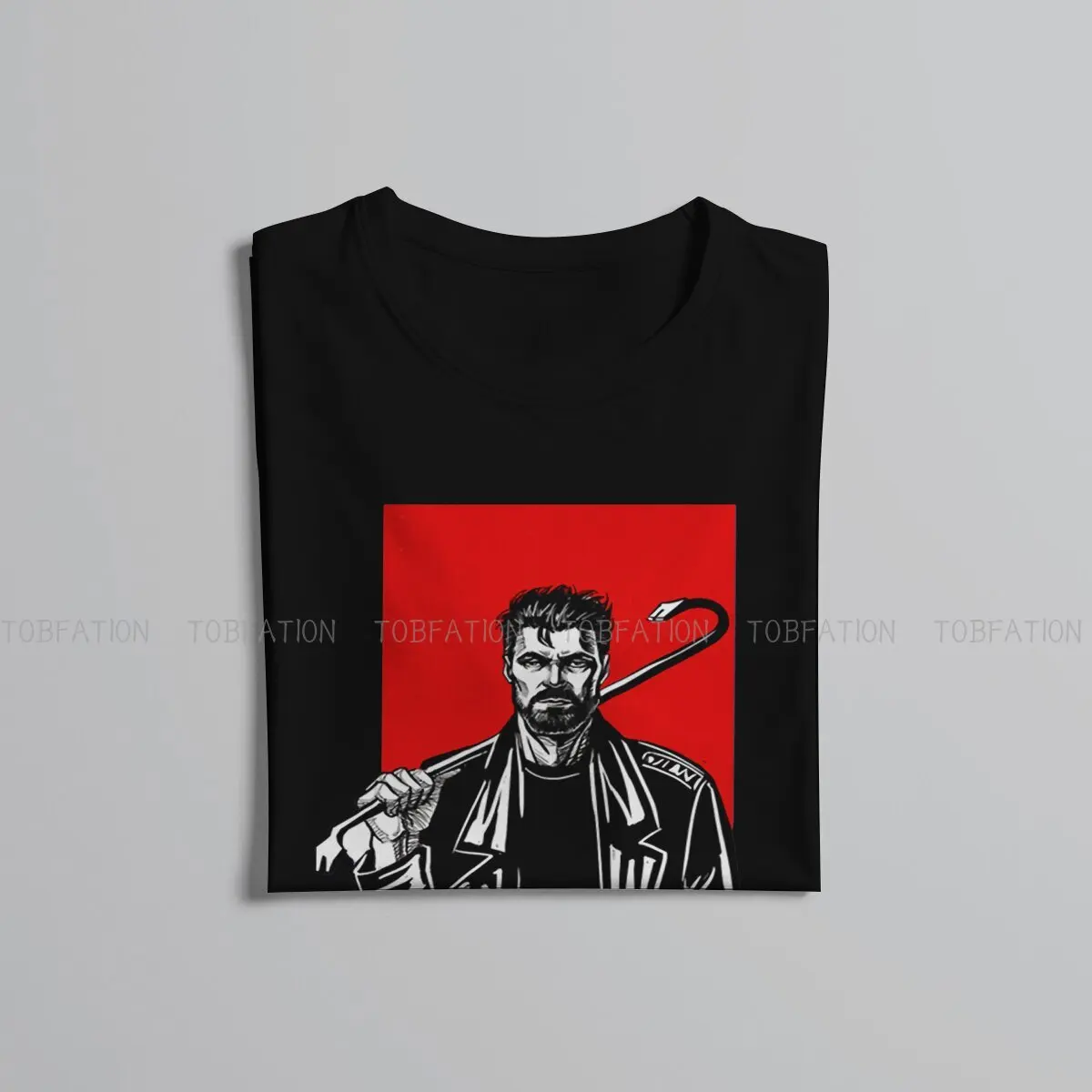 Red Background Classic Round Collar TShirt The Boys Hugh Campbell Billy Butcher Homelander Fabric Original T Shirt Man\'s Tops