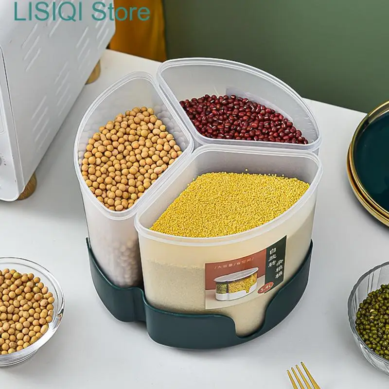 

New Kitchen Three Layers Separate Container Bucket Insect-Proof Rice Box Grain Sealed Jar Home Storage Pet Dog Food Store Box