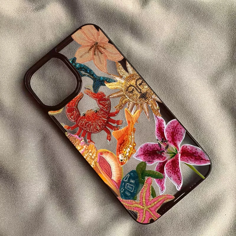 Cute Sea Turtle Floral Phone Case for Redmi 14C 13C 12C 4G Xiaomi Redmi Note 14 13 12 10 9 11 Pro Plus 5G Clear Shockproof Cover - view 2