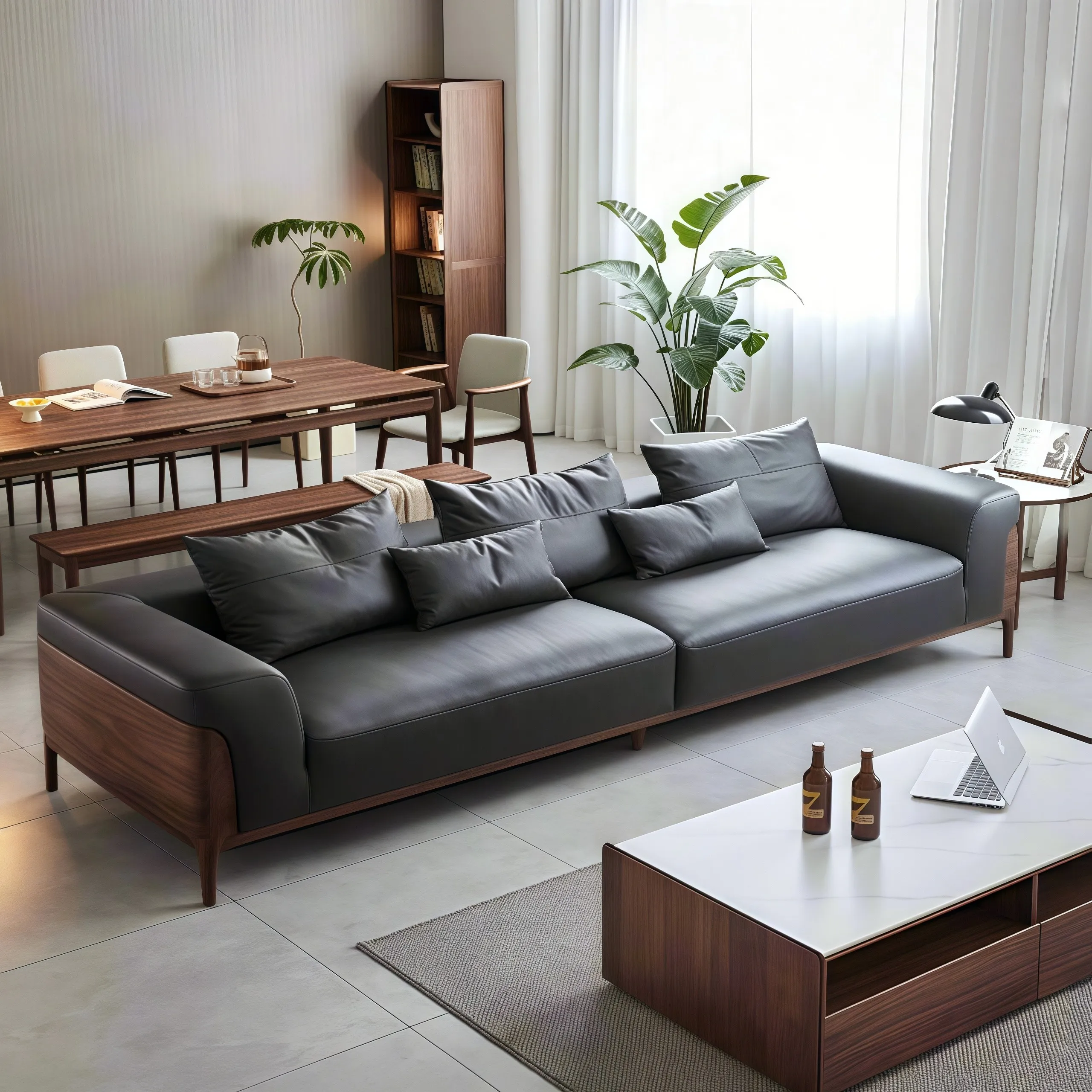 

Новый диван в китайском стиле из массива дерева, для гостиной, на три или четыре человека, для офиса, из орехового дерева, для небольшой квартиры, двуспальный, 2026 года, новинка