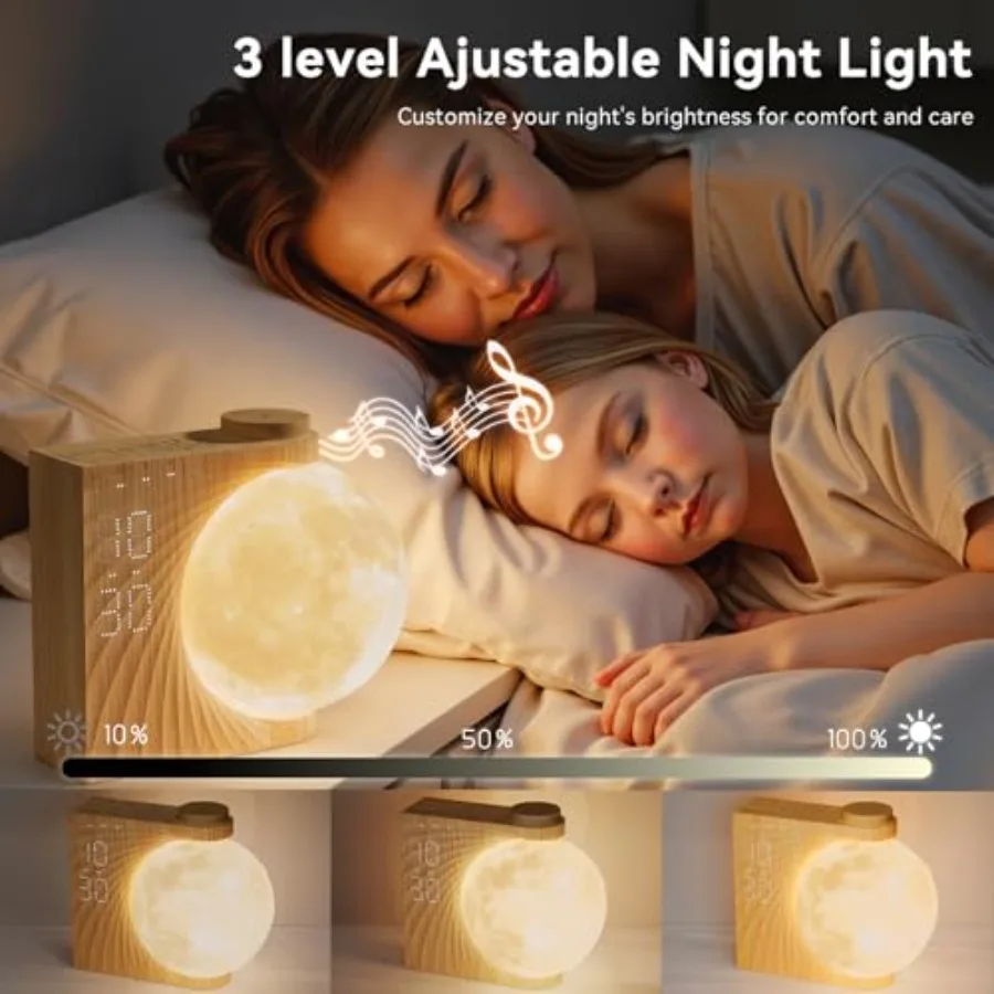 Sunrise Alarm Clocks for Heavy Sleepers, Night Lamp Clocks for Bedrooms with Moon Light, 10 Light Effects, 30/60/90 Timer, 10 S view 4