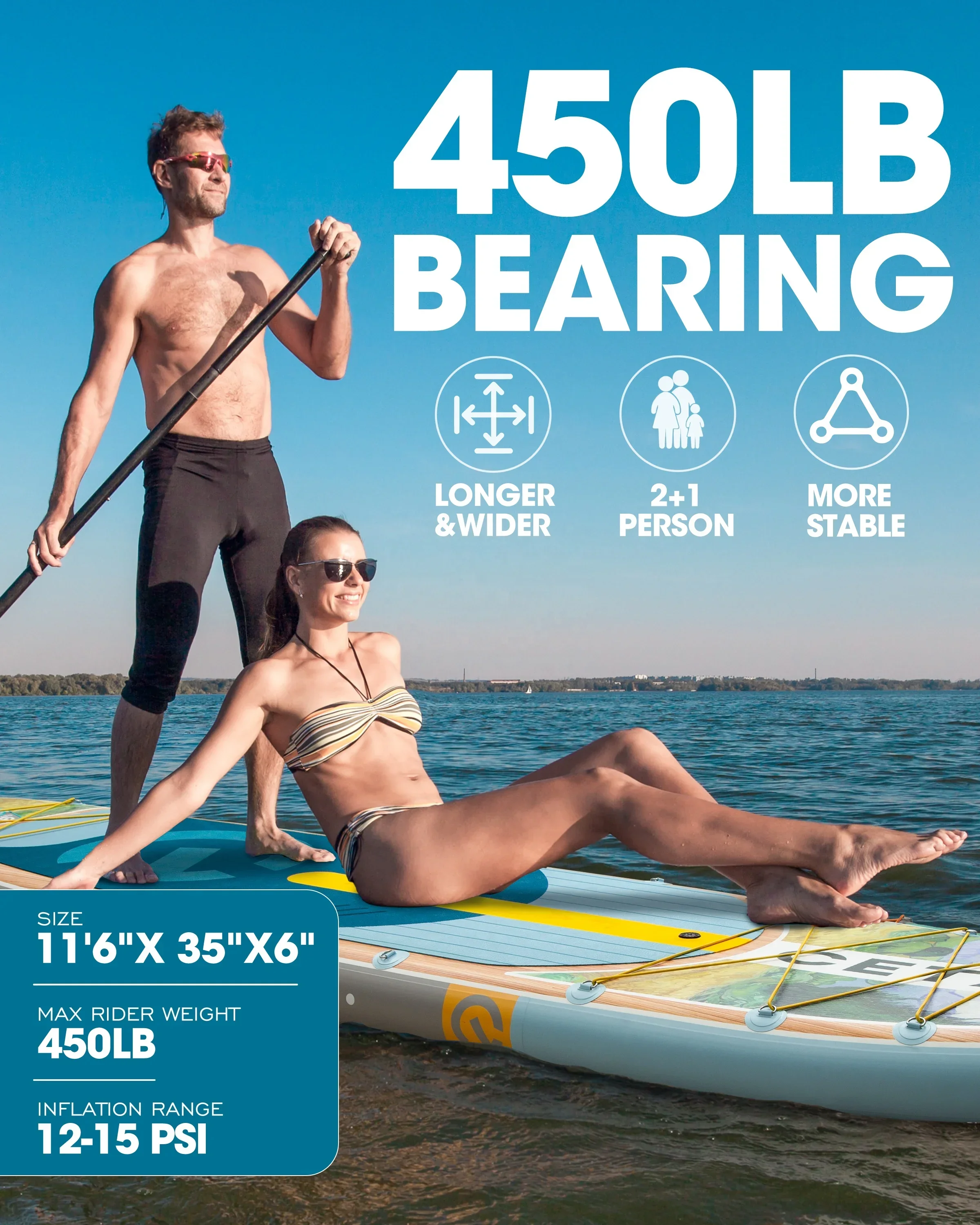 New Design Vertical Paddle Board Ultra Wide Auxiliary Board Inflatable Vertical Paddle Board