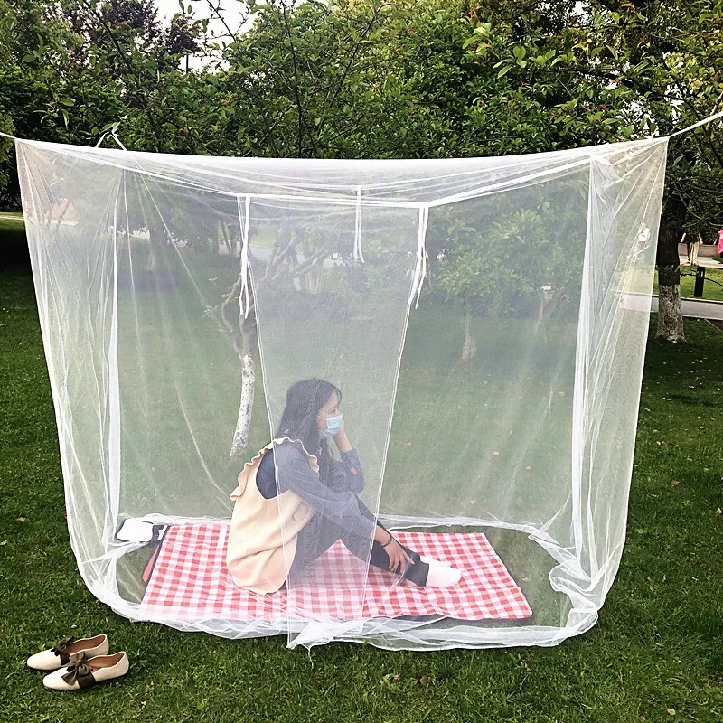 

E2 White Four Corner Mosquito Outdoor Camping Mosquito Canopy Net With Storage Bag Insect Tent Protection Bedroom Full Netting