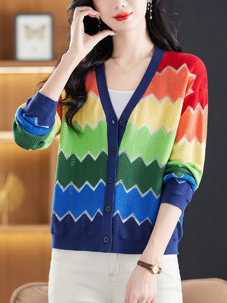 

Geometry Sweater Women New Autumn Casual Woman Sweaters Cardigan High Quality Knitwear Single-breasted Cardigans