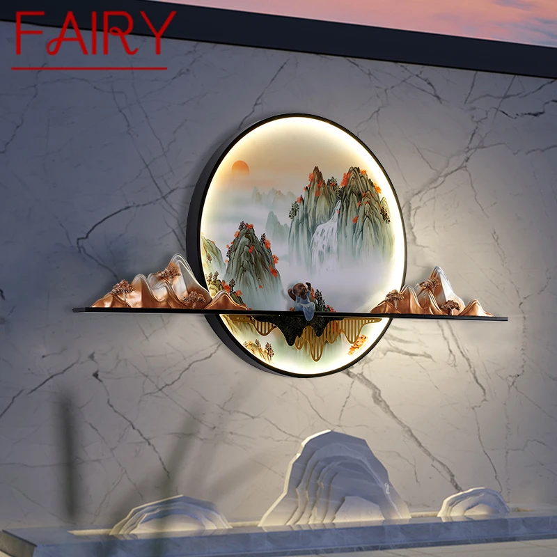 

FAIRY Solar Outdoor Mural Lamp Creative Circular Landscape Waterproof Mural Villa Courtyard Decoration Painting