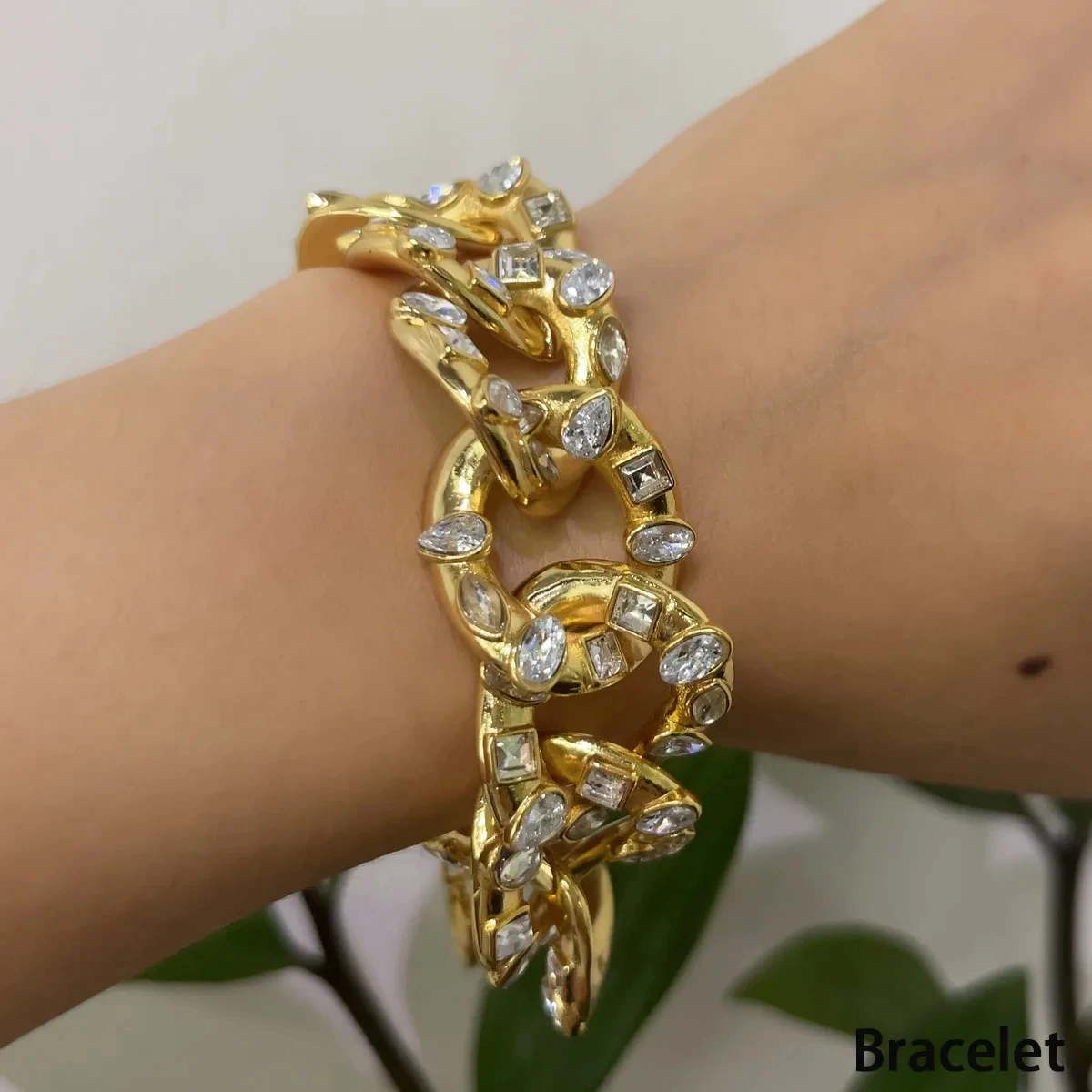 New butterfly accessory set with diamonds, square yellow crystal, multi-layer mixed cut transparent crystal, romantic bracelet - view 4