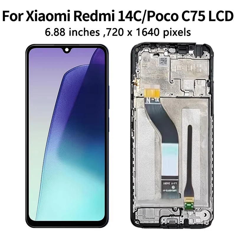 6.88'' AMOLED Wyświetlacz LCD z ekranem dotykowym i digitizerem do Xiaomi Redmi 14C 2411DRN47C / Poco C75 2410FPCC5G - Zamiennik — zdjęcie produktu 3