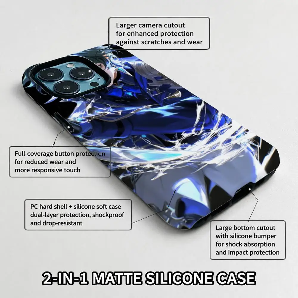 Funda para teléfono con diseño de personajes de anime y videojuegos, Genshin Impact, con un atractivo diseño de personaje masculino, funda protectora para smartphone, material de película, 2 unidades.