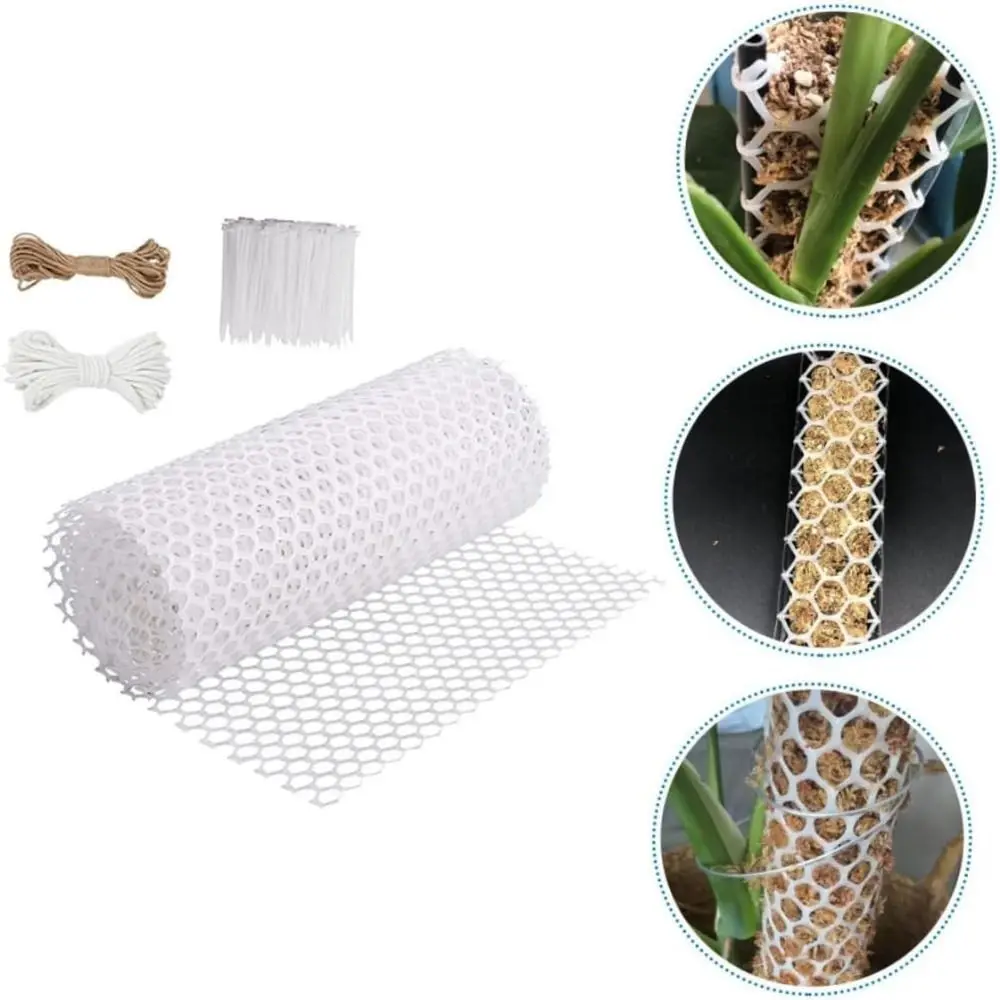 

DIY Plant Support Vine Net Mesh White Plastic Moss Pole Kit Cotton Rope Sturdy Garden Climbing Net Moss Pole Supplies