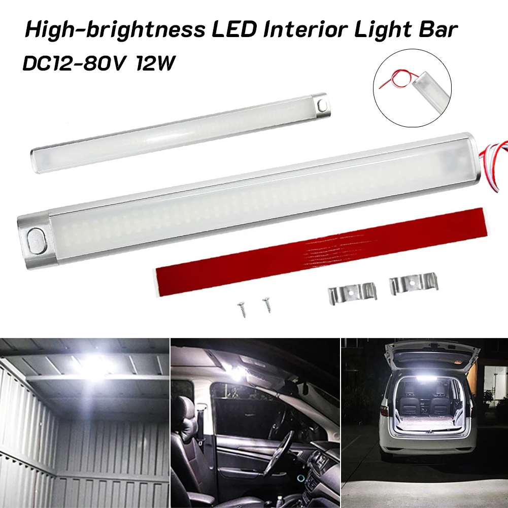 

120/168LED 12V-80V Car Interior Light Reading Lamp Strip Bar On/Off Switch For Van Lorry Truck Camper Caravan Camping RV Boat